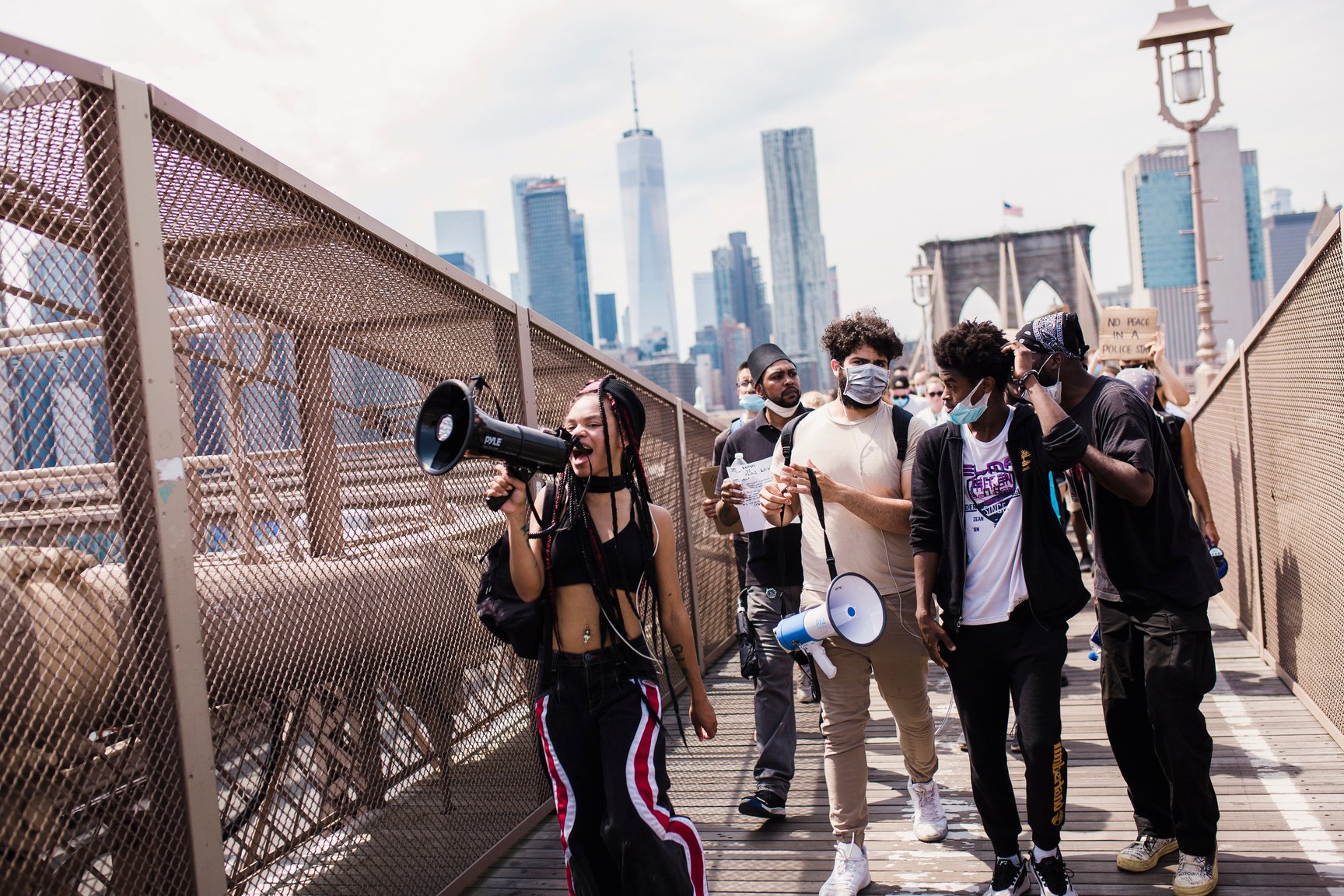 Protesters at Brooklyn Bridge