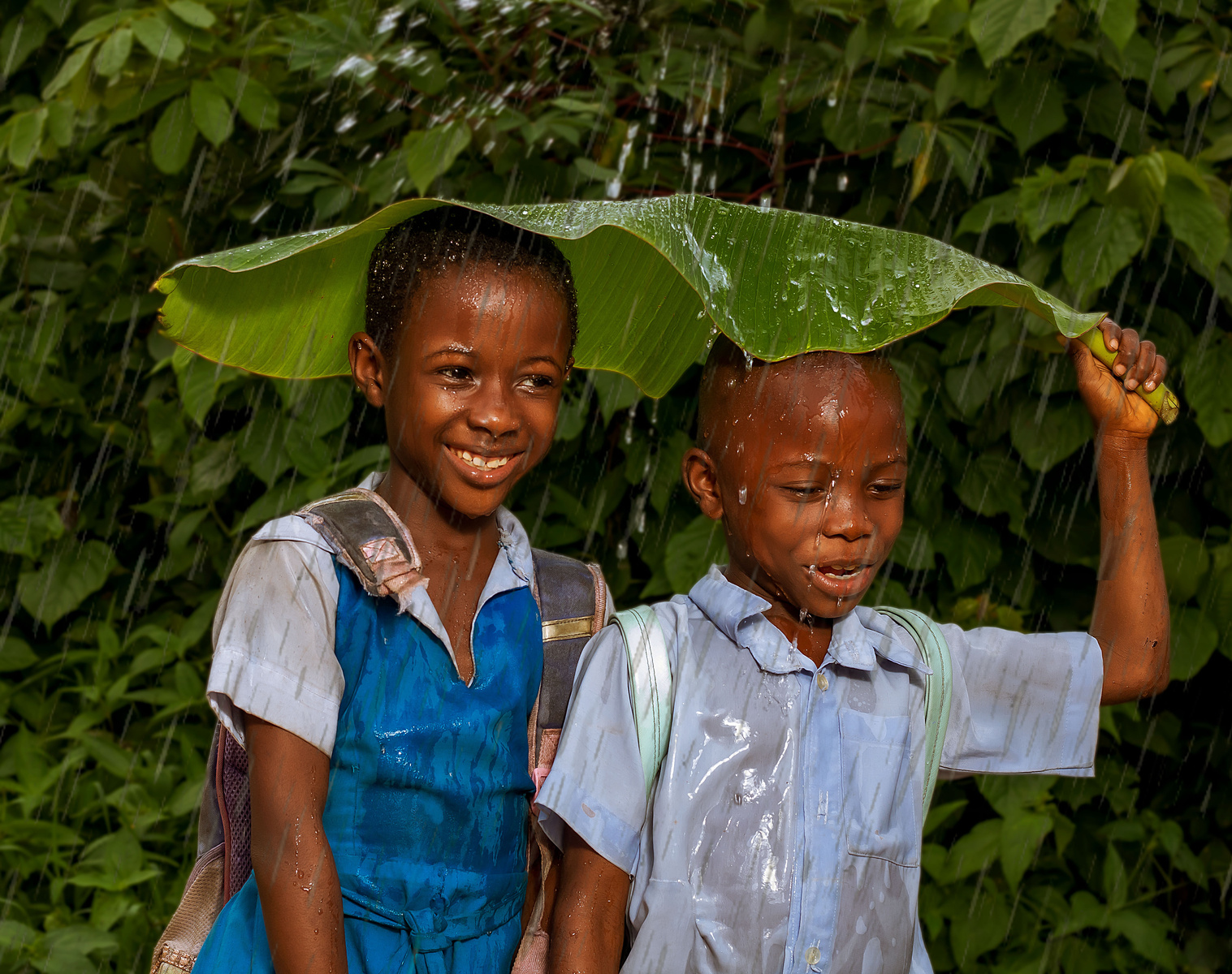 Two Kids in Rain
